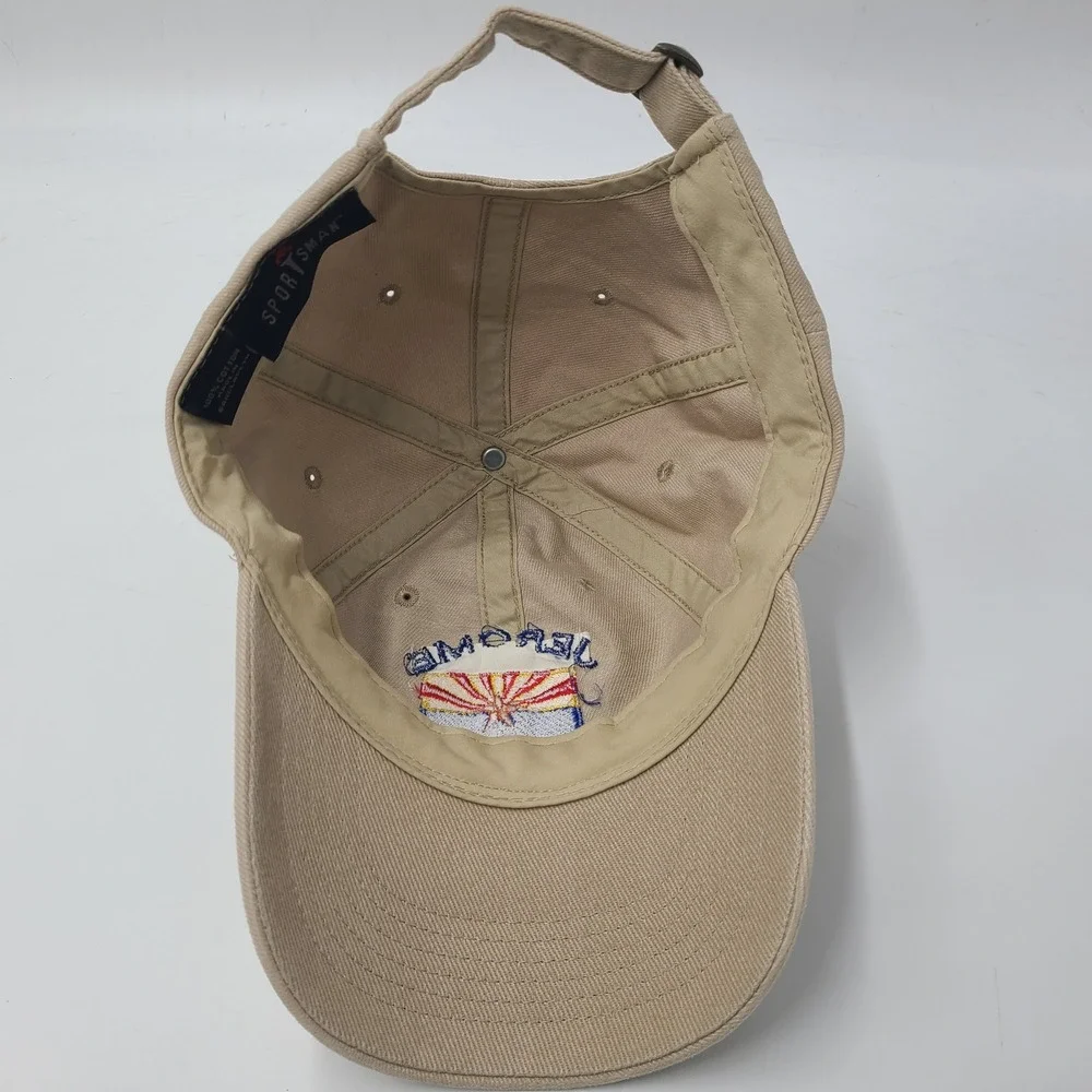 Vintage Jerome Arizona Hat Strapback Beige State Flag Logo Casual Travel Dad Men